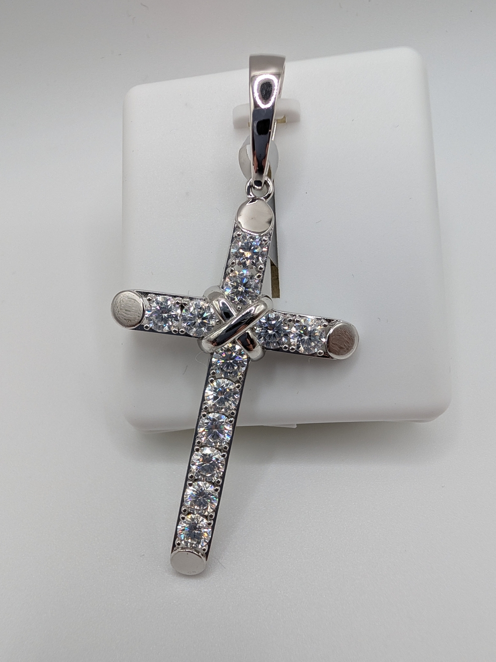 925 Sterling Silver Moissanite Cross Pendant 4.00 CTW Statement